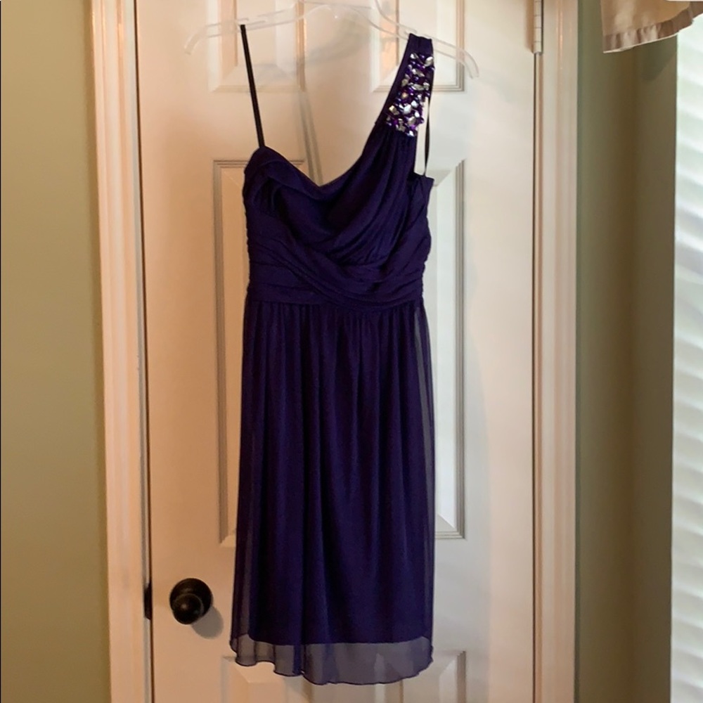 Purple One-shoulder Beaded Dress